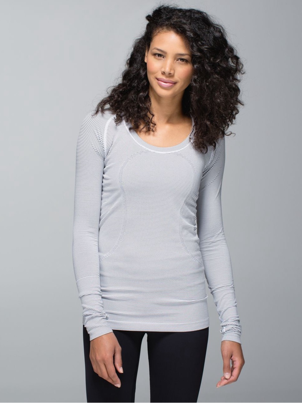 Lululemon Run: Swiftly Tech Long Sleeve Scoop in Hyper Stripe White